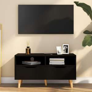 Tevy Wooden TV Stand With 1 Drawer 2 Shelves In Black - UK