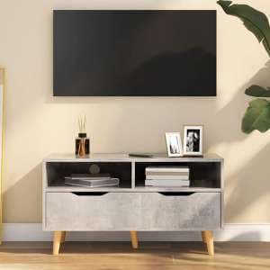 Tevy Wooden TV Stand With 1 Drawer 2 Shelves In Concrete Effect - UK