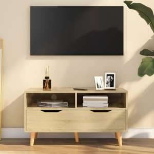 Tevy Wooden TV Stand With 1 Drawer 2 Shelves In Sonoma Oak - UK