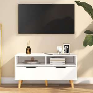 Tevy Wooden TV Stand With 1 Drawer 2 Shelves In White - UK