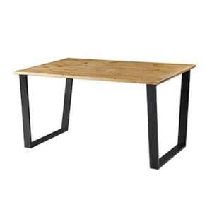 Tilston Large Dining Table In Antique Wax With Black Metal Legs