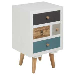 Thaws Wooden Bedside Cabinet With 4 Drawers In Multicolored - UK