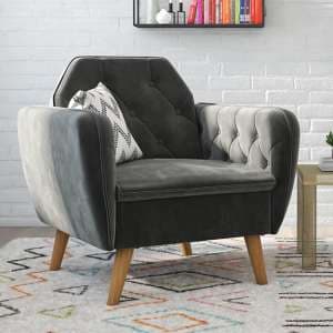 Theodore Velvet Memory Foam Accent Chair In Grey