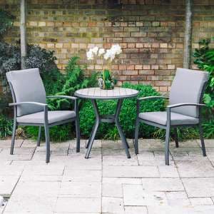 Thirsk Outdoor Bistro Set With 2 Armchairs In Graphite Grey - UK