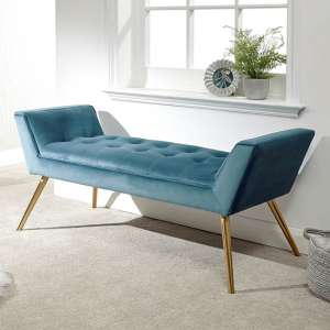 Totnes Fabric Upholstered Hallway Bench In Teal