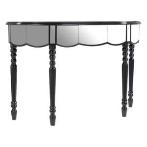 Tiffani Mirrored Glass Console Table In Silver And Black - UK