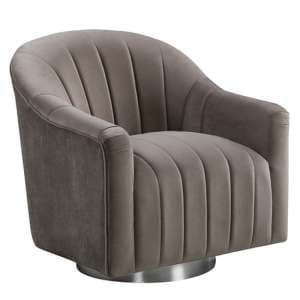 Tiffani Velvet Swivel Lounge Chaise Chair In Cappuccino