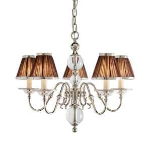 Tilburg 5 Lights Pendant Light In Nickel With Chocolate Shades - UK