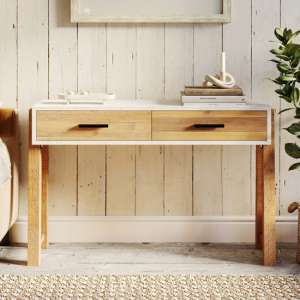 Timmins Wooden Console Table With 2 Drawers In White And Oak - UK