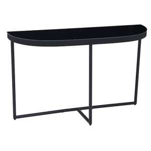 Tipton Black Glass Console Table With Black Metal Frame - UK