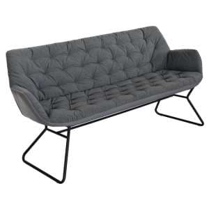 Titania Two Tone Faux Leather 3 Seater Sofa In Grey
