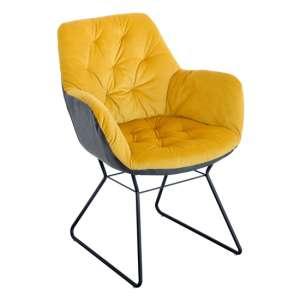 Titania Two Tone Faux Leather Dining Chair In Yellow - UK