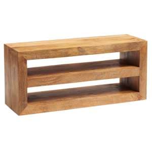 Tivat Mango Wood Open TV Stand Wide In Light Mahogany - UK
