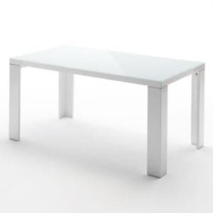 Tizio Glass Top 140cm High Gloss Dining Table In White