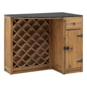 Tobik Wooden Bar Storage Cabinet With Wine Rack In Natural - UK
