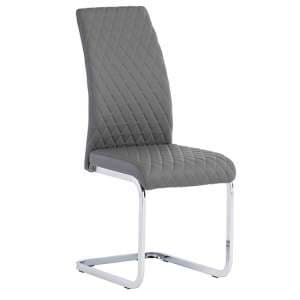 Tiklo Faux Leather Cantilever Dining Chair In Grey