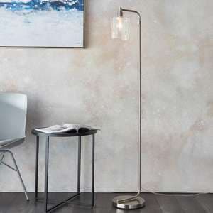Toledo Clear Glass Shade Floor Lamp In Brushed Nickel - UK