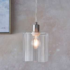 Toledo Clear Glass Shade Pendant Light In Brushed Nickel - UK