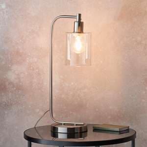 Toledo Clear Glass Shade Table Lamp In Brushed Nickel - UK