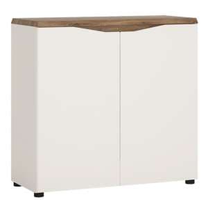 Toltec Wooden Sideboard In Oak And White High Gloss With 2 Doors - UK