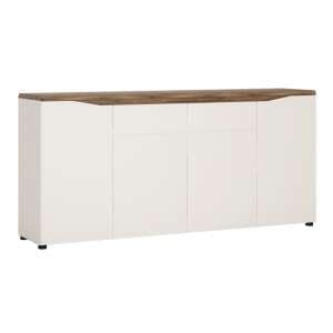 Toltec Wooden Sideboard In Oak And White High Gloss With 4 Doors - UK