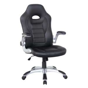 Tolled Faux Leather Gaming Chair In Black