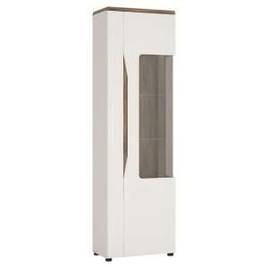 Toltec Right Handed Wooden Display Cabinet In Oak White Gloss - UK