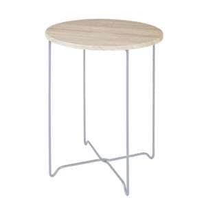 Tonawanda Round Wooden Side Table In Light Oak - UK