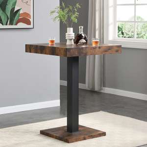 Topaz Wooden Bar Table Square In Smoked Oak