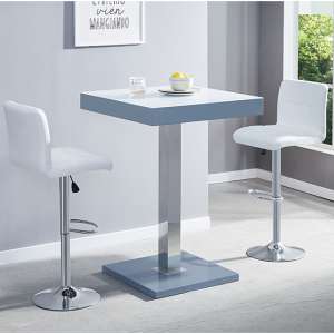 Topaz Glass White Grey Bar Table With 2 Coco White Stools