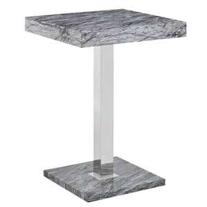 Topaz High Gloss Bar Table Square In Melange Marble Effect