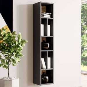 Torino Wooden Bookcase 7 Shelves In Matt Grey And San Remo Oak - UK