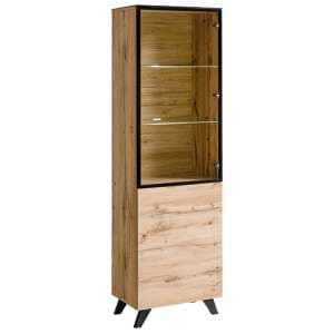 Torino Wooden Display Cabinet 2 Doors In Wotan Oak With LED - UK