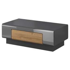 Torino High Gloss Coffee Table With 1 Drawer In Grey Oak - UK