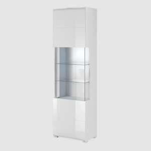 Torino High Gloss Display Cabinet 1 Door In White With LED - UK