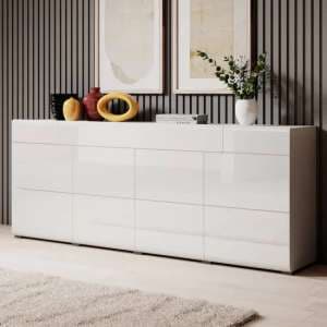 Torino High Gloss Sideboard With 4 Doors In White - UK