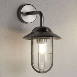 Toronto Outdoor Clear Glass Wall Light In Satin Silver
