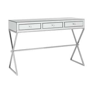 Totem Mirrored Glass Console Table With 3 Drawers In Silver - UK