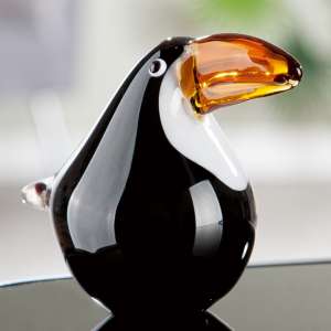 Toucan Glass Bird Design Sculpture In Black