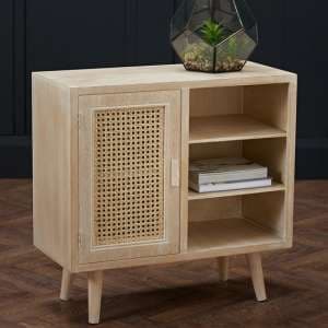 Toulon Wooden Display Cabinet With 1 Door In Light Washed Oak