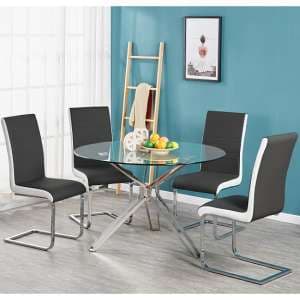 Toulouse Glass Dining Table With Four Symphony Dining Chairs