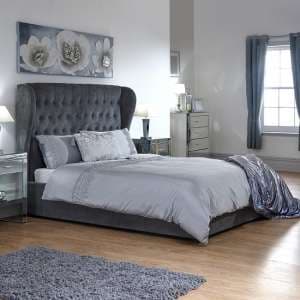 Dorking Fabric Ottoman Storage Double Size Bed In Grey - UK