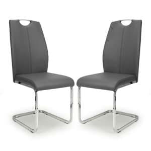 Towson Set Of 4 Leather Effect Dining Chairs In Graphite Grey - UK