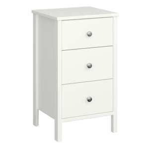 Trams Wooden Bedside Cabinet With 3 Drawers In Off White - UK
