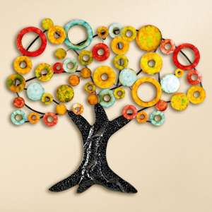 Tree Of Life Metal Wall Art In Multicolor And Black - UK