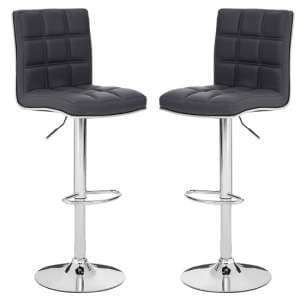 Treno Grey Faux Leather Bar Chairs With Chrome Base In A Pair