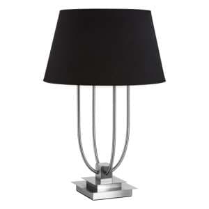 Trento Black Fabric Shade Table Lamp With EU Plug In Nickel - UK
