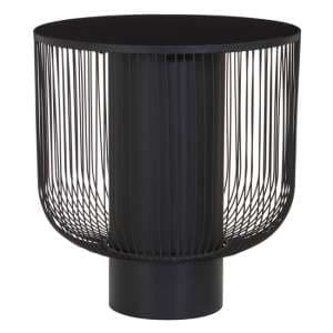 Ruchbah Round Black Glass Top End Table With Metal Base - UK