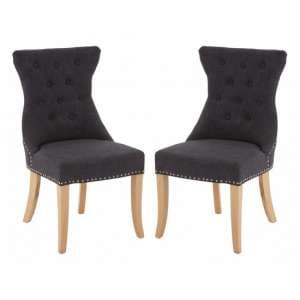 Trento Upholstered Dark Grey Fabric Dining Chairs In A Pair - UK
