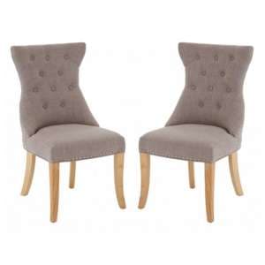 Trento Upholstered Mink Fabric Dining Chairs In A Pair - UK